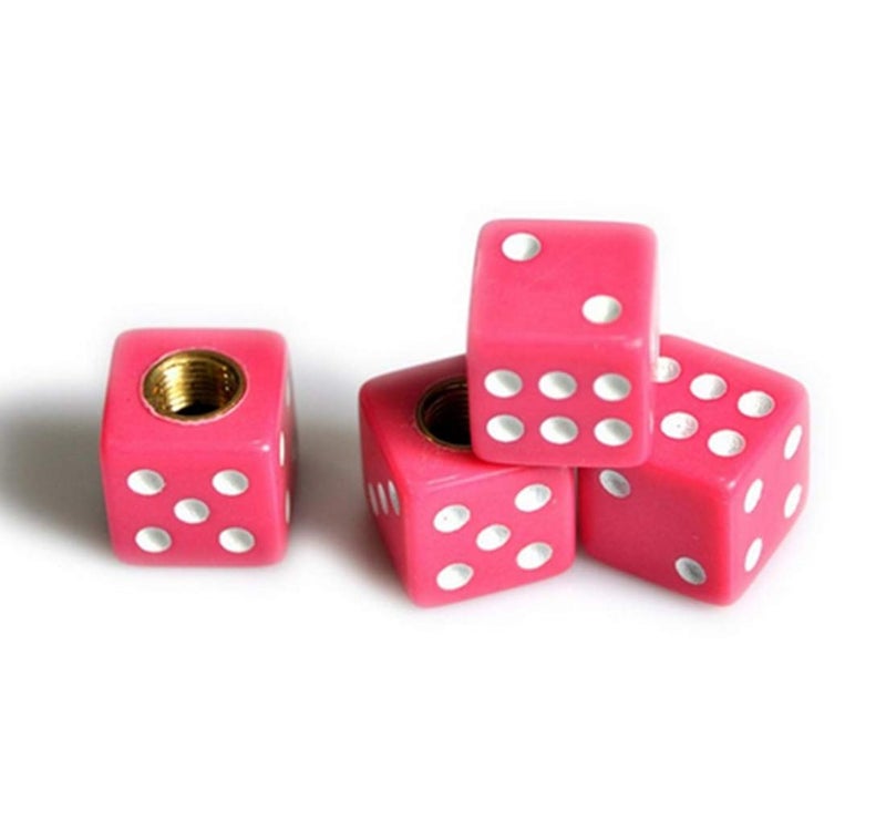 Topxome 4pcs/Set Dice Tire Air Valve Stem Caps for Car Truck Bike ATV Wheel Rims Bike Bicycle Accessories (Pink) - Image 3