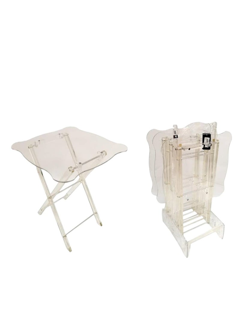 AL KHALDIYA 4-piece clear acrylic folding side tables for a stylish and perfect home, suitable for serving