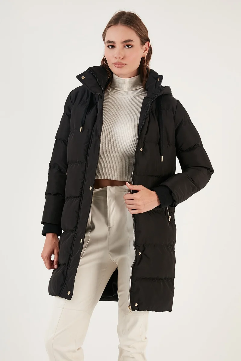Lela Hooded Winter Long Puffer Coat with Pocket Women's Coat 55650542