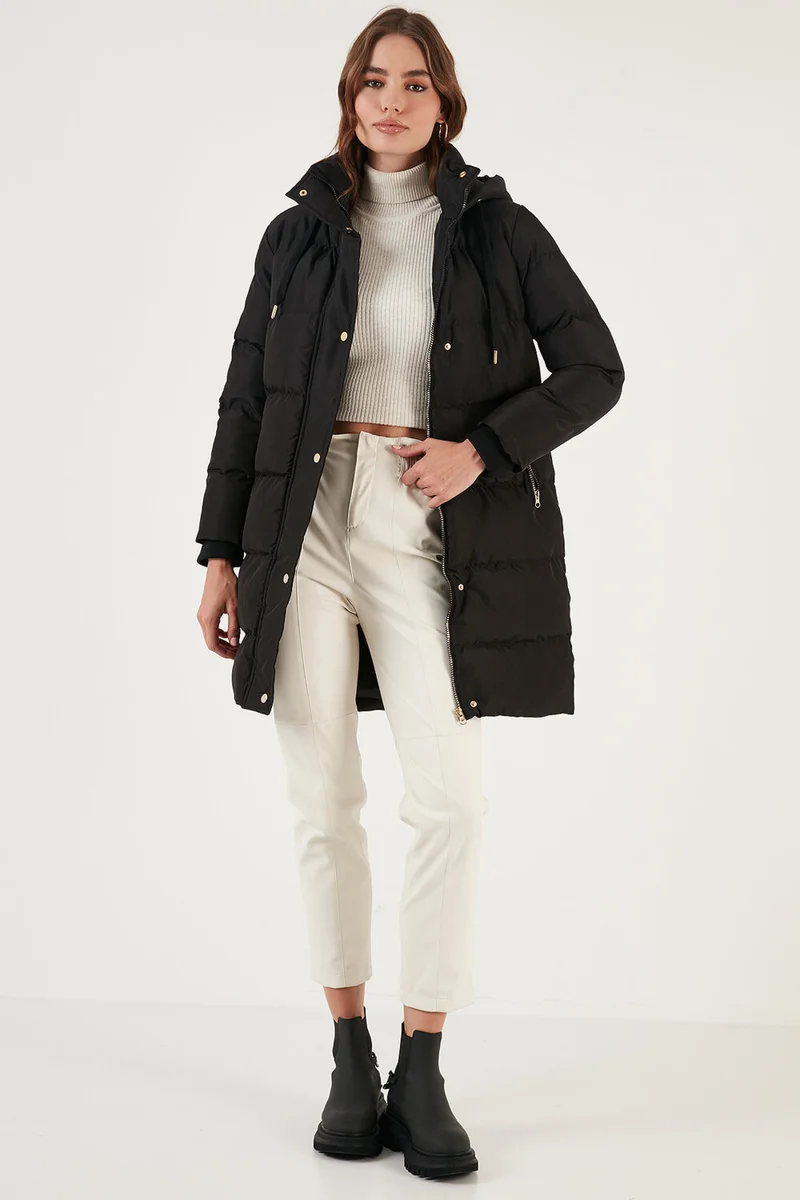 Lela Hooded Winter Long Puffer Coat with Pocket Women's Coat 55650542