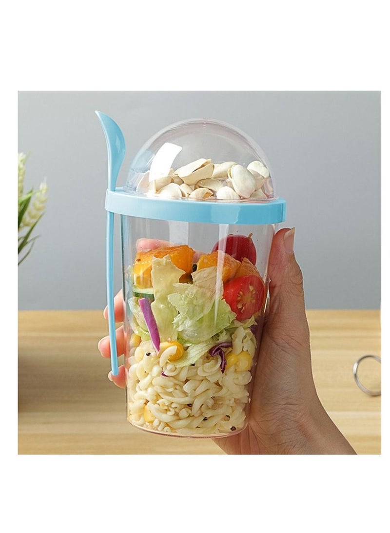 400ml Large Capacity Salad Cup Portable Overnight Oatmeal Container as Lunch Bento Salad Bowl Bottle Cup Salad Box - Image 1