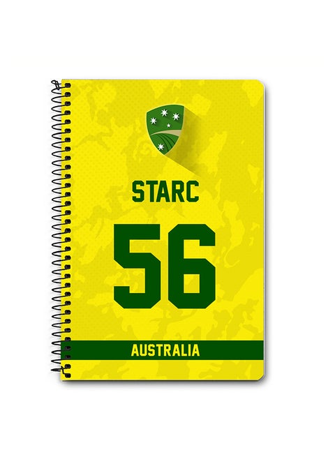 Designer A5 Spiral Notebook Memo Notepad Journal Player - Mitchell Starc, Jersey Number -56 (With Logo)
