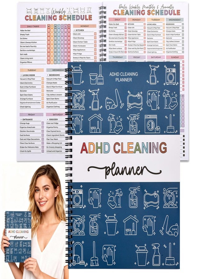 GLECTG ADHD Cleaning Planner for Adults and Teens - Daily, Weekly & Monthly Cleaning Schedule & Checklist - Household Chore Organizer with DIY Templates for Stress-Free Home Management 2026 NEW - Image 1