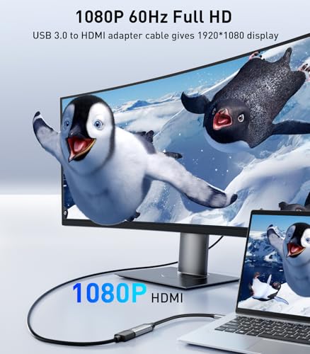 Reborn USB to HDMI Adapter, 1080P@60Hz USB 3.0 Male to HDMI Female Multi-Display Cable Converter Suitable for Macos Windows 7/8/10/11 - Driver Installation is Required - Image 4