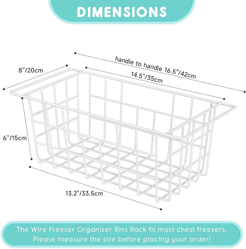 DPZM 2Packs 16.5 inch Chest Freezer Organizer, Refrigerator Organizer Bins, Freezer Baskets with Handles, Metal Wire Baskets for Snacks, fruits, Potatoes, Meat - Image 2