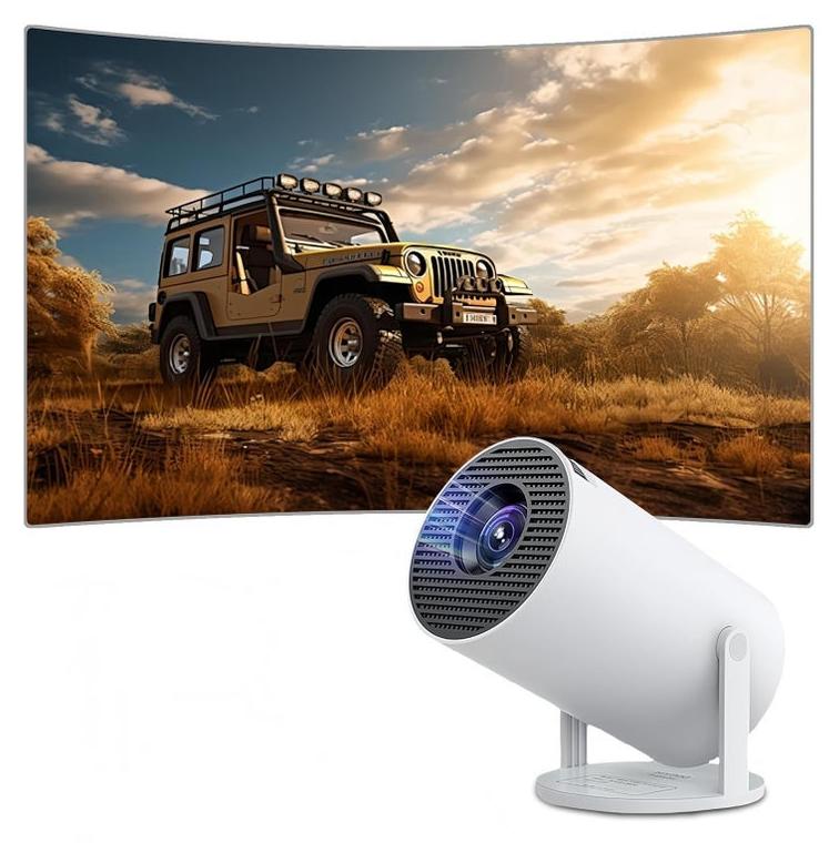 بروجيكتور ميني HY300 برو – بروجيكتور ذكي محمول مع دوران 180°، دعم 4K+، واي فاي 6 (5G)، بلوتوث 5.0، تصحيح تلقائي – متوافق مع أندرويد 13.0، عصا التلفاز، HDMI، USB، TF، صوت - Image 1