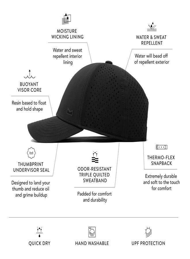 melin A-Game Icon Hydro, Black, Performance Snapback Hat, Water-Resistant Baseball Cap for Men & Women, Small - Image 2