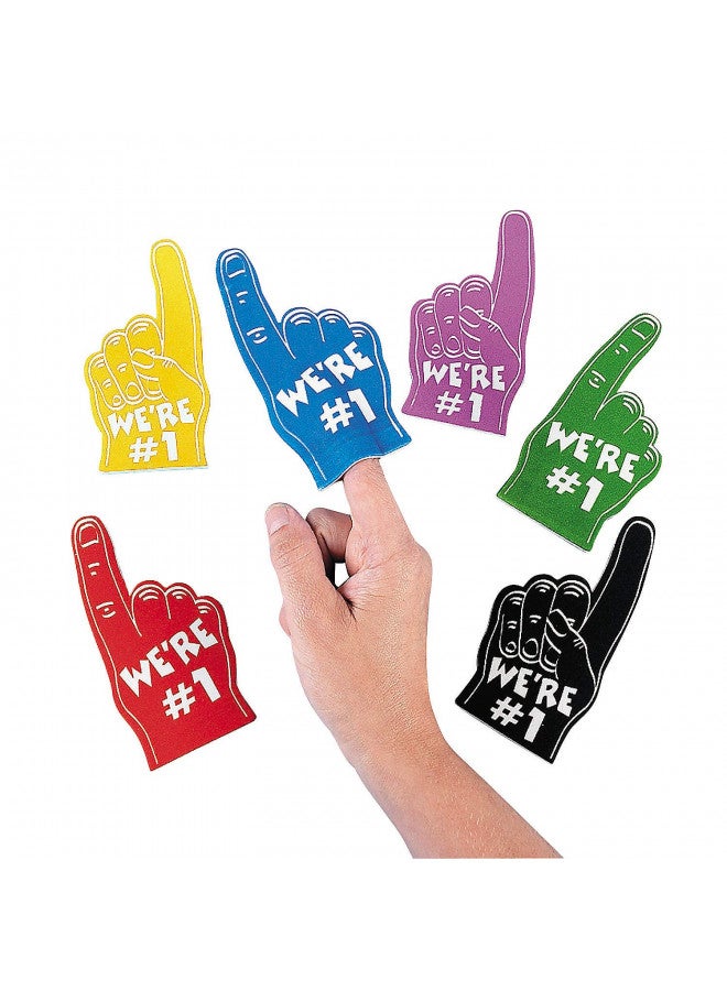 Fun Express Mini Foam Fingers, We are 1 Hand - School Spirit and Pep Rally Team Supplies - Bulk Set of 12