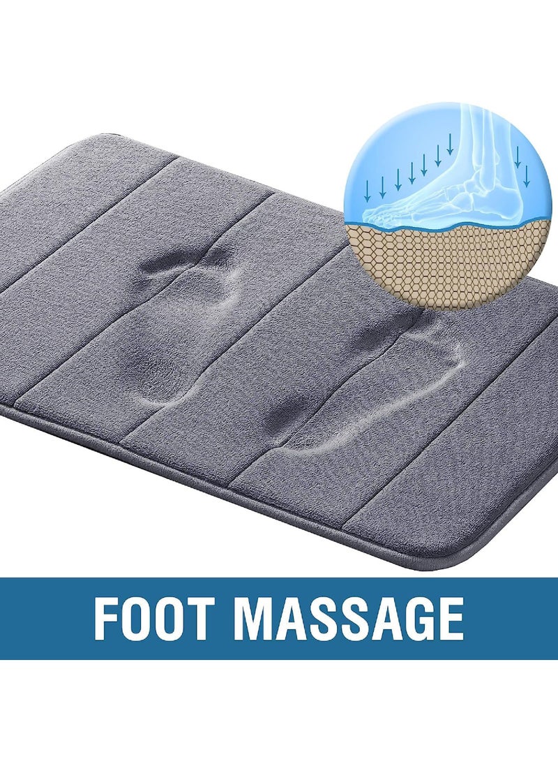 روك بو سجادة حمام من إسفنج الذاكرة (عبوة من قطعتين) ظهر غير قابل للانزلاق مقاس 40 × 60 سم صوف ناعم عالي الامتصاص سجادة حمام من الألياف الدقيقة فائقة النعومة مستطيلة الشكل سهلة التنظيف - Image 3