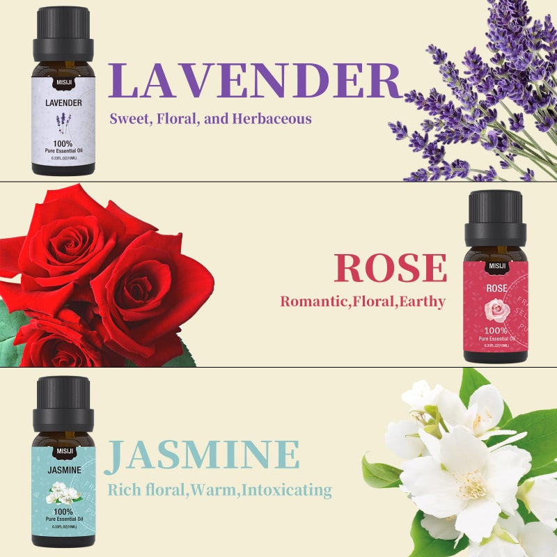 MISIJI Essential Oils Set- Essential Oils for Diffuser for Home,Diffuser Oils Scents for Aromatherapy,Laundry,Candle&Soap Making,Humidifiers 6 X 10 ML - Image 4