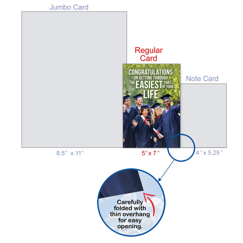 NobleWorks - 1 Funny Graduation Greeting Card - Congrats for Graduate, Notecard Stationery for School, College - Easiest Part of Life C6763GDG - Image 4