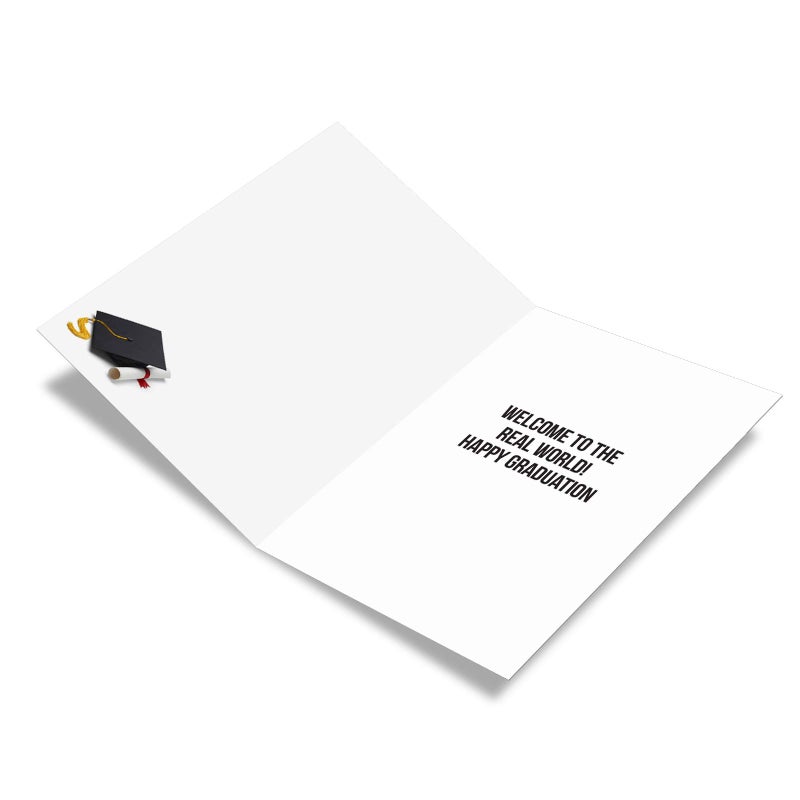 NobleWorks - 1 Funny Graduation Greeting Card - Congrats for Graduate, Notecard Stationery for School, College - Easiest Part of Life C6763GDG - Image 2