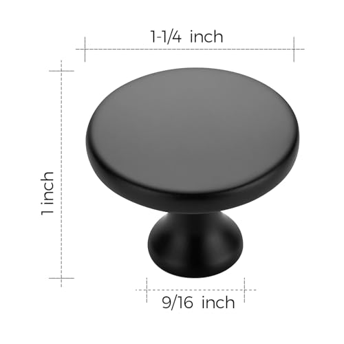 Ravinte 30 Pack 1-1/4 Inch Matte Black Round Kitchen Cabinet Knobs,Zinc Solid Drawer Pulls,Cabinet Handles for Cupboard, Dresser, Closet and Bathroom, Modern Cabinet Hardware for Cabinets - Image 3