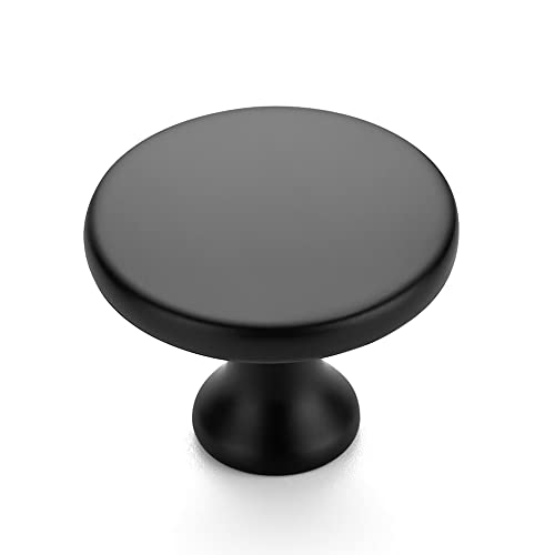 Ravinte 30 Pack 1-1/4 Inch Matte Black Round Kitchen Cabinet Knobs,Zinc Solid Drawer Pulls,Cabinet Handles for Cupboard, Dresser, Closet and Bathroom, Modern Cabinet Hardware for Cabinets - Image 1