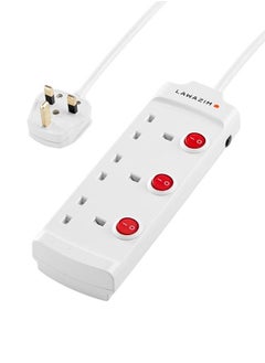 3 Sockets - 3 Meters - Individual Port On/Off Buttons
