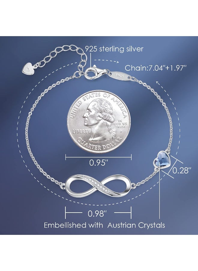 سوار نسائي من الفضة الإسترليني 925 وردي ذهبي، أساور قلب لا متناهي بكريستالات، سوار قابل للتعديل، هدية لعيد الحب، يوم الأم، الميلاد، الكريسماس لها، حبيبة، أم - Image 5