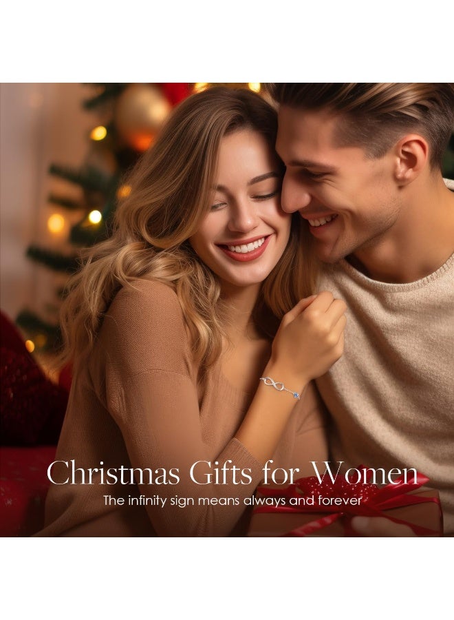 سوار نسائي من الفضة الإسترليني 925 وردي ذهبي، أساور قلب لا متناهي بكريستالات، سوار قابل للتعديل، هدية لعيد الحب، يوم الأم، الميلاد، الكريسماس لها، حبيبة، أم - Image 3