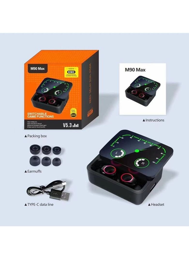 Generic - M90 MAX TWS Wireless Bluetooth Gaming Earbuds With Environmental Noise Cancellation Technology Black - Image 1