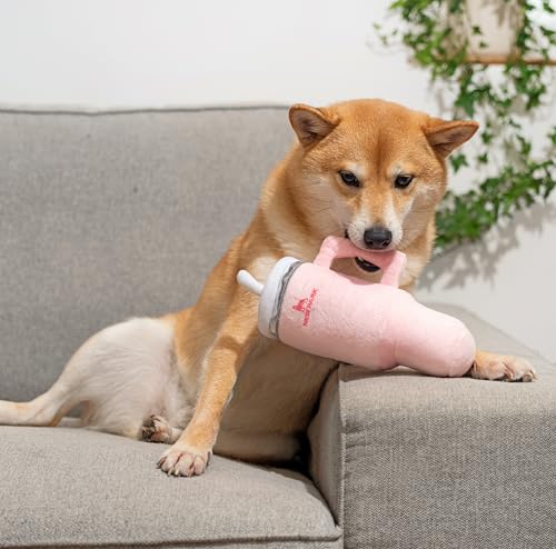 Nestpark Tumbler Cup Funny Dog Toy - Parody Plush Squeaky Crinkle Dog Toy (Pink Dusk) - Image 3