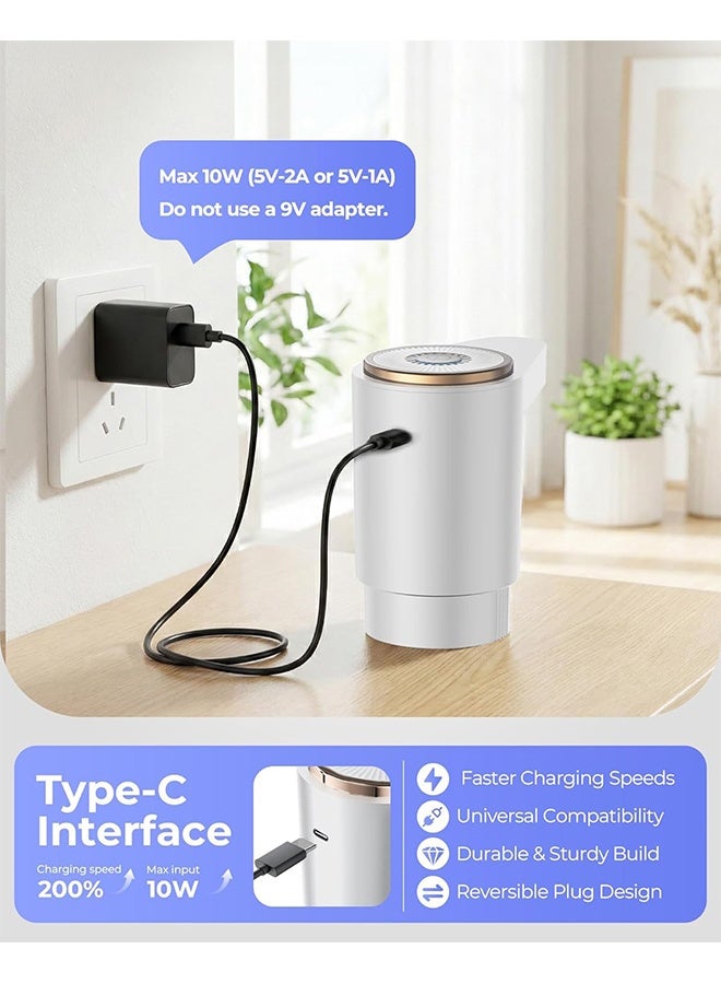 مضخة مياه لزجاجة سعة 5 جالون - موزع كهربائي محمول قابل للشحن عبر منفذ USB-C، محركان قويان، تدفق سريع، يناسب زجاجات سعة 2-5 جالون - مثالي للمنزل والمكتب والتخييم والمركبات الترفيهية، أبيض - Image 4