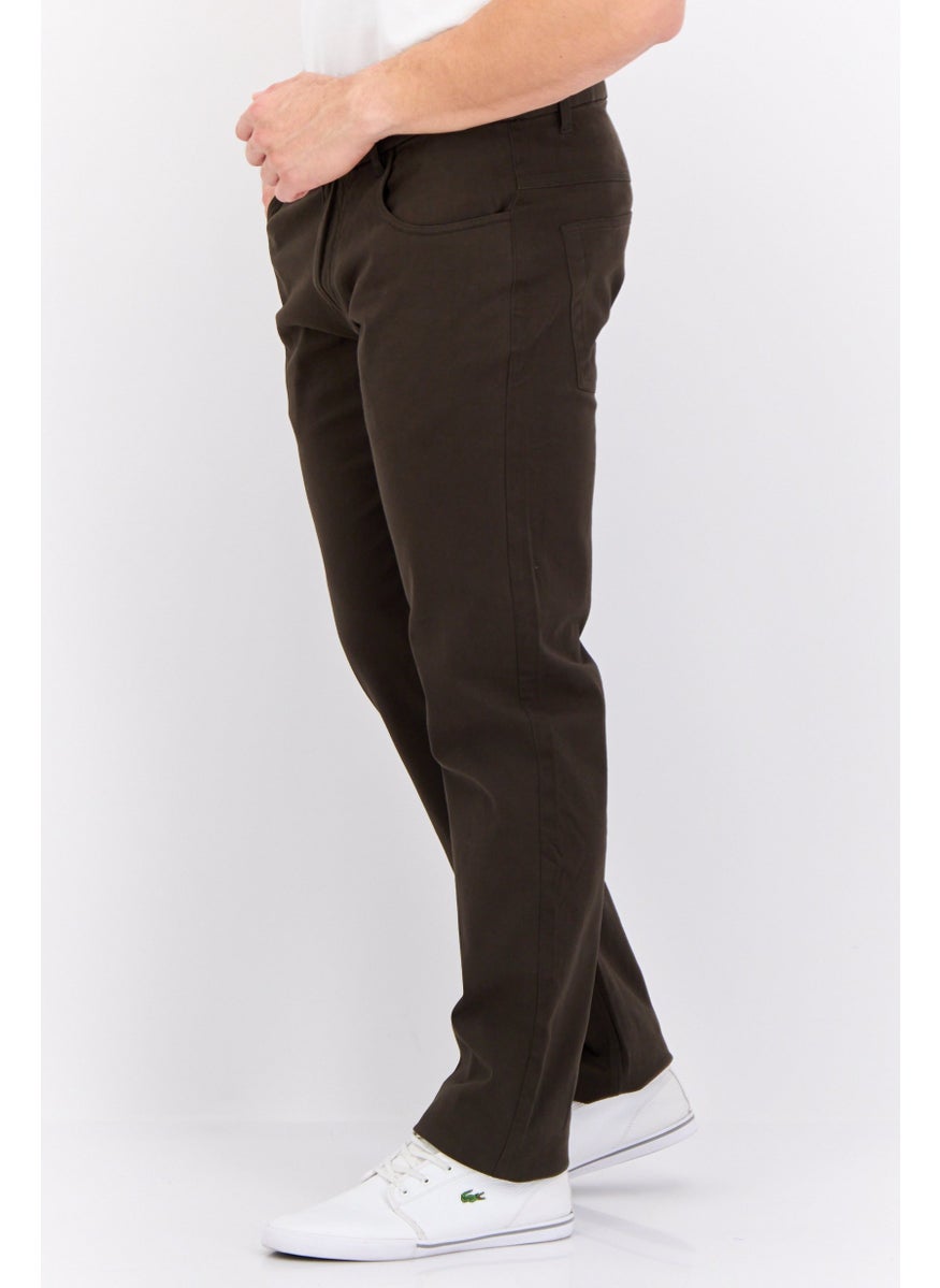 French Connection Men Solid Stretchable Chino Pants, Dark Olive  - Image 3
