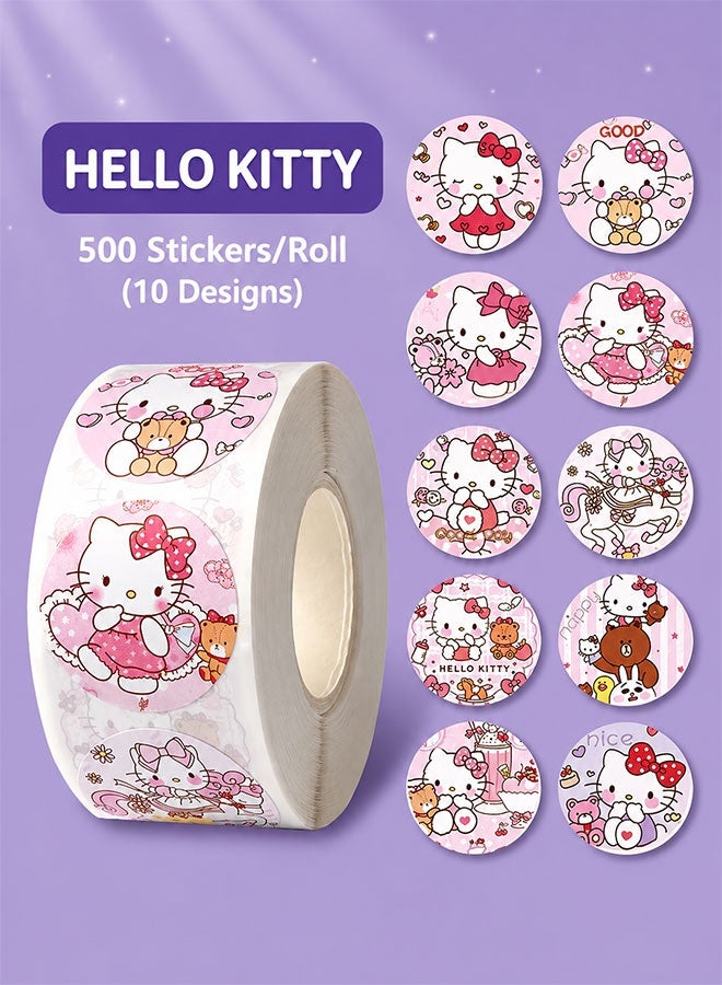 Sanrio Cartoon Roll Stickers Set, 2000 PCS Round Self-Adhesive Stickers for Crafts, Journals, Water Bottles and Kids DIY - Image 4