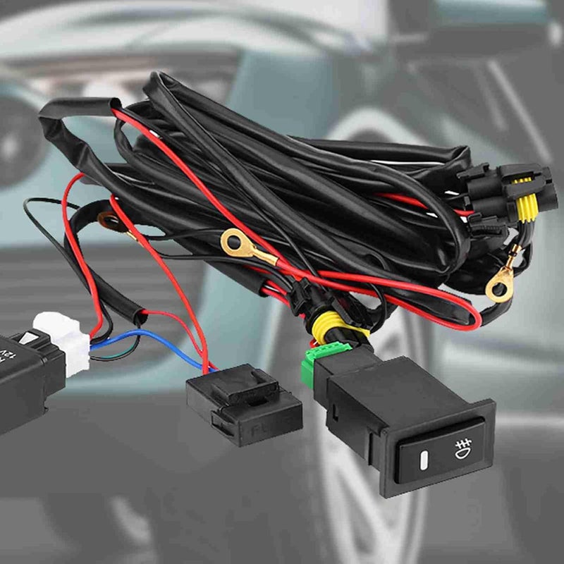 Fog Light Switch Wiring Kit, 12V Universal Car LED Fog Light On Off Switch Wiring Harness Relay Kit - Image 3