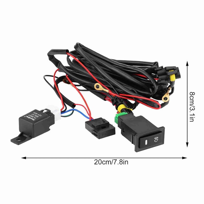 Fog Light Switch Wiring Kit, 12V Universal Car LED Fog Light On Off Switch Wiring Harness Relay Kit - Image 2