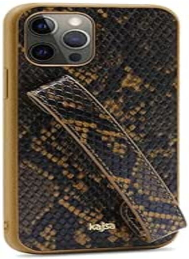 Kajsa For iPhone 11 (6.1) - Kajsa Leather Snake Pattern With Strap Case Back Cover - (Brown) 