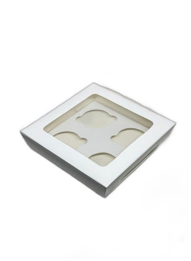 Baekence Cupcake boxes for 4 White plain Color, Pack of 40 pcs - Image 1