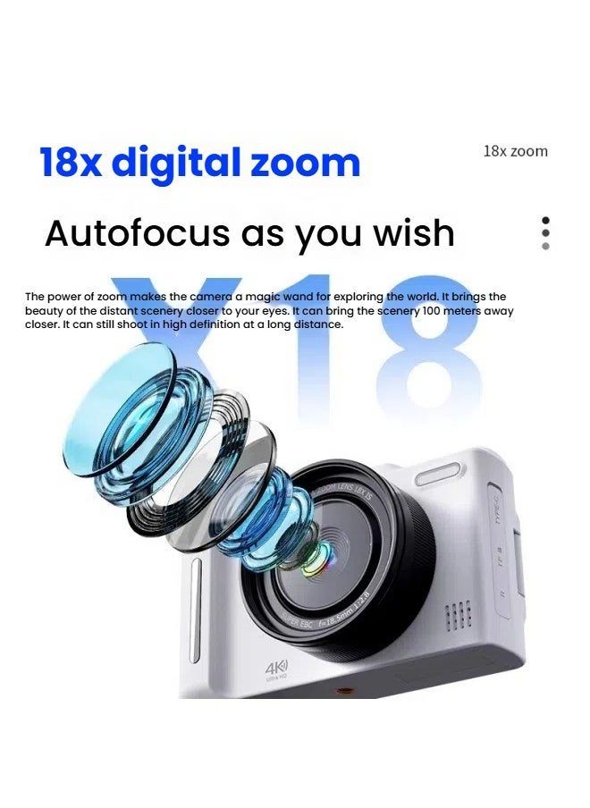 General - High-definition digital camera micro-single 4K high-definition video recording CCD rotating screen student party 4800w pixel selfie beauty camera - Image 1