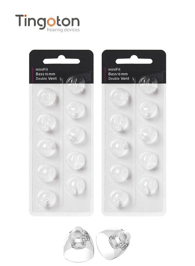 Tingoton Tingoton Hearing Aid Domes for Oticon MiniFit Double Vent Bass Domes: 2 Packs (10mm), Universal Domes for Oticon Hearing Aid Supplies  - Image 1