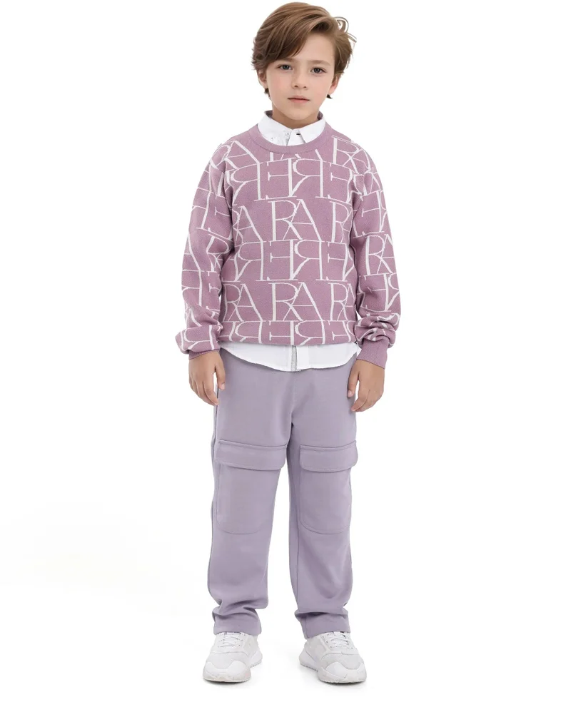 رير ونز Rare Ones Kids Carrio Dusky Purple Full Sleeve Cotton Printed Regular Fit Sweater