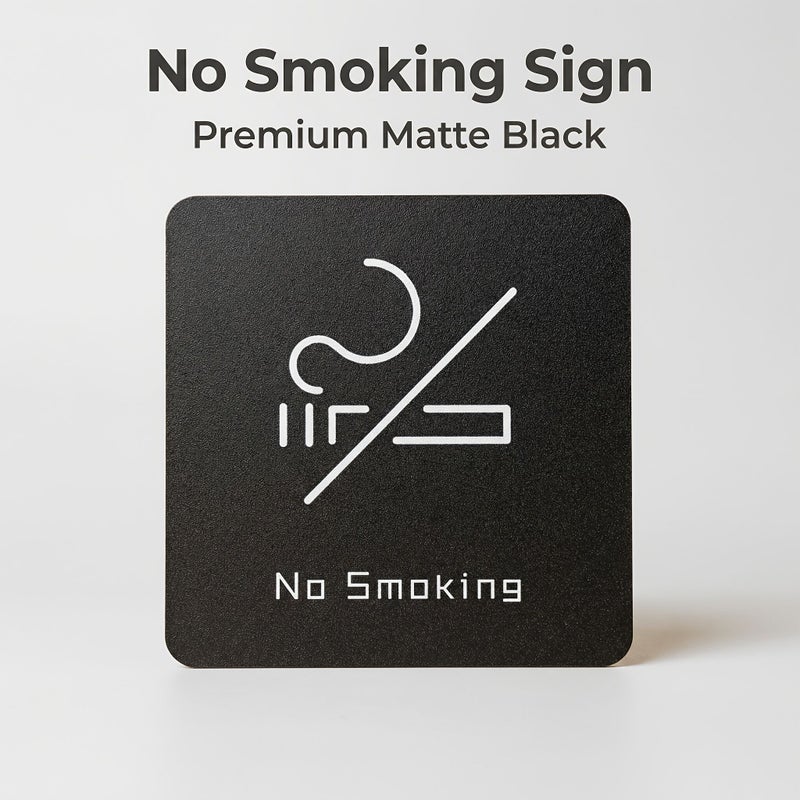 Premium Quality Black Frosted No Smoking Sign With High Visibility Self Adhesive For Easy Installation For Offices Meeting Rooms Restaurants Hotels And Non Smoking Areas Model No Smoking Sign 10cm x 10cm - Image 2
