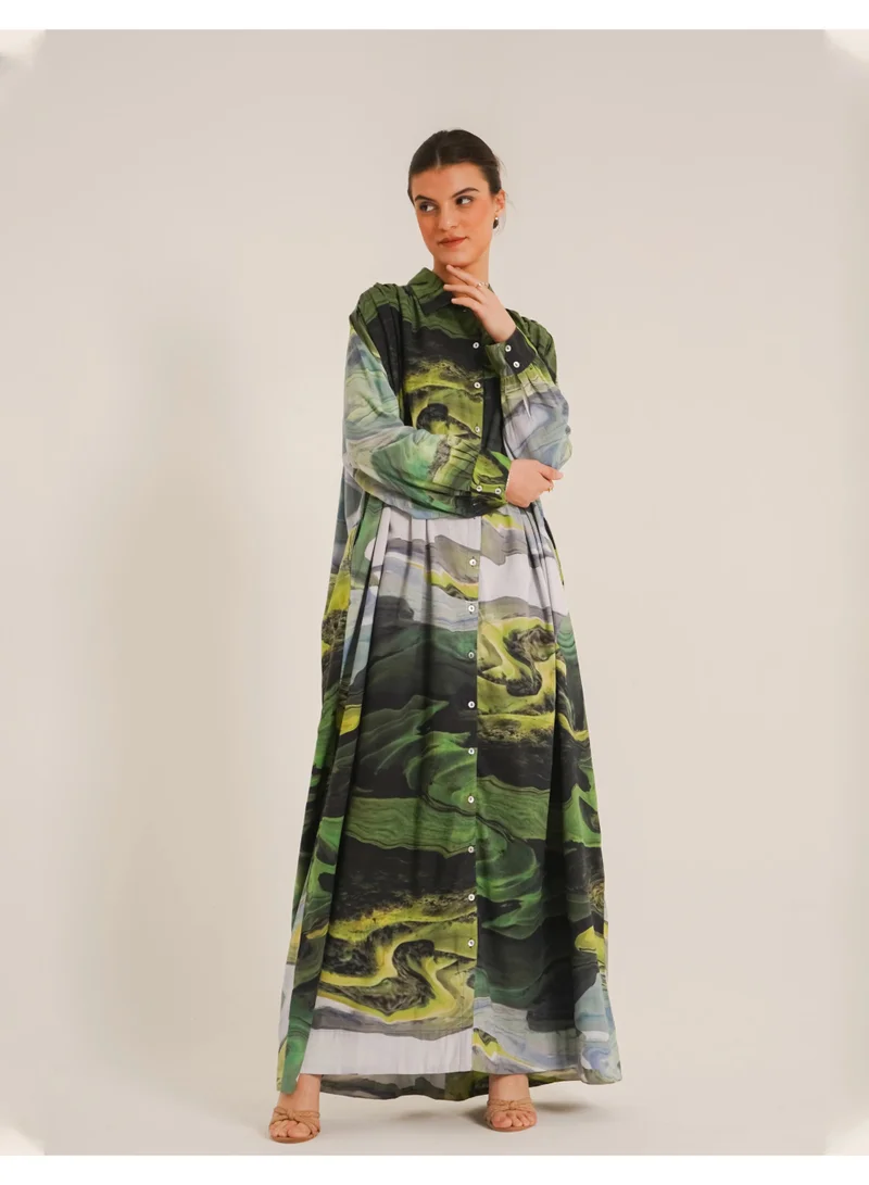 Noor Dana Green Dress – Oversized Elegance in a Refreshing Green Tone