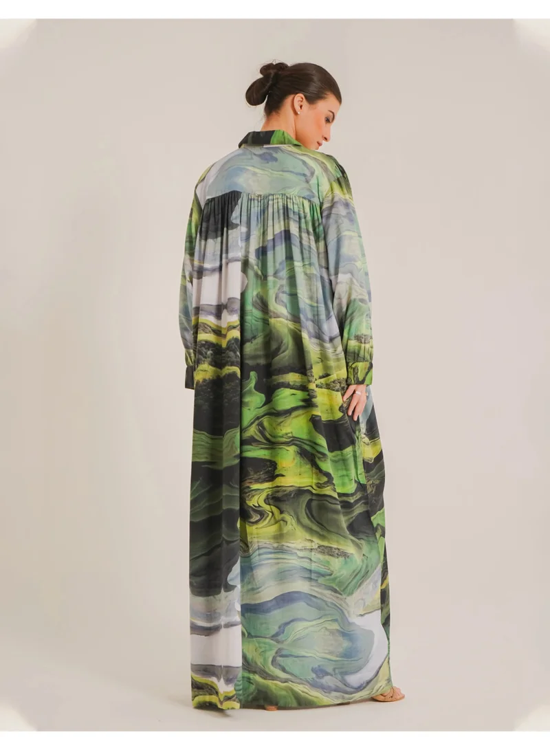 Noor Dana Green Dress – Oversized Elegance in a Refreshing Green Tone