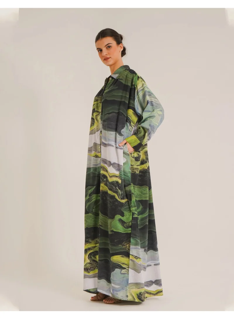 Noor Dana Green Dress – Oversized Elegance in a Refreshing Green Tone