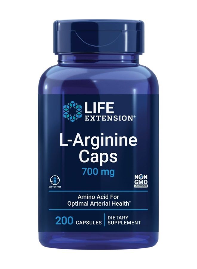 Life Extension كبسولات L-أرجينين - مكمل L-أرجينين للرجال والنساء مع فيتامين C - لدعم جهاز المناعة وصحة القلب والأوعية الدموية - 700 ملغ - خالي من الغلوتين، غير معدل وراثيًا - 200 كبسولة - Image 1