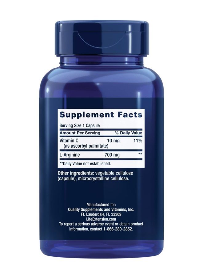 Life Extension كبسولات L-أرجينين - مكمل L-أرجينين للرجال والنساء مع فيتامين C - لدعم جهاز المناعة وصحة القلب والأوعية الدموية - 700 ملغ - خالي من الغلوتين، غير معدل وراثيًا - 200 كبسولة - Image 2