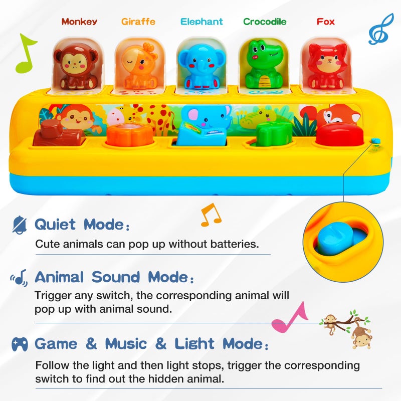 Hieoby Interactive Pop up Animal Toys with Music & Light, Montessori Cause and Effect Toys for 1 Year Old Boy Girl Early Learning Musical Baby Toys 9-12-18 Months STEM Toddler Toys Age 1-2 Gift for Infant - Image 4