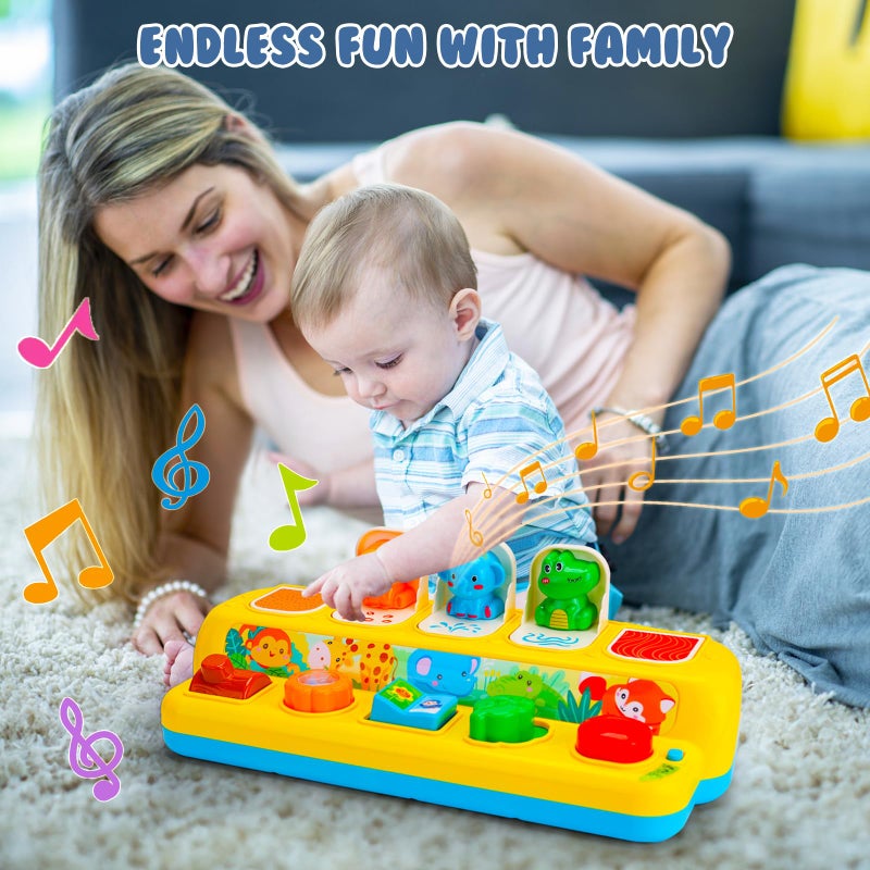 Hieoby Interactive Pop up Animal Toys with Music & Light, Montessori Cause and Effect Toys for 1 Year Old Boy Girl Early Learning Musical Baby Toys 9-12-18 Months STEM Toddler Toys Age 1-2 Gift for Infant - Image 2