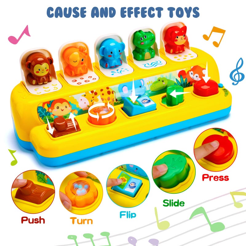 Hieoby Interactive Pop up Animal Toys with Music & Light, Montessori Cause and Effect Toys for 1 Year Old Boy Girl Early Learning Musical Baby Toys 9-12-18 Months STEM Toddler Toys Age 1-2 Gift for Infant - Image 3