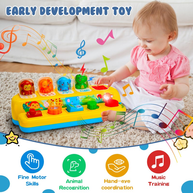 Hieoby Interactive Pop up Animal Toys with Music & Light, Montessori Cause and Effect Toys for 1 Year Old Boy Girl Early Learning Musical Baby Toys 9-12-18 Months STEM Toddler Toys Age 1-2 Gift for Infant - Image 5