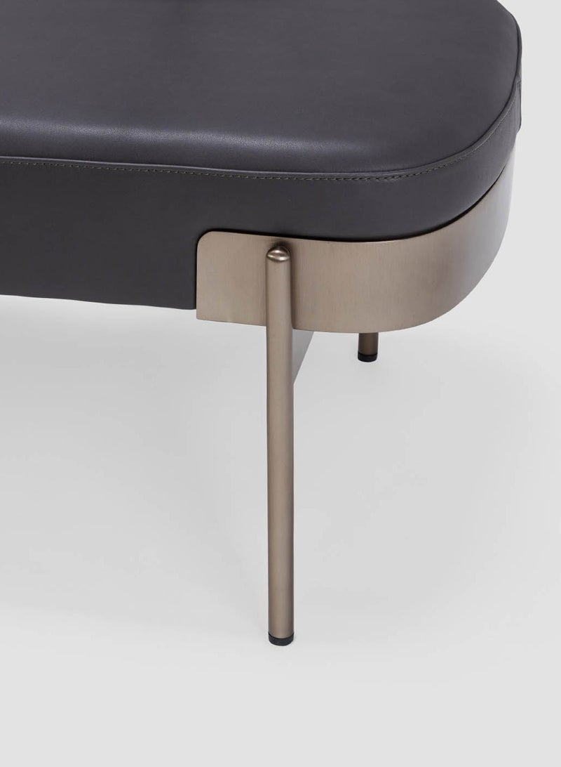 Battista Bench, Full Grain Leather With Attached Small Table