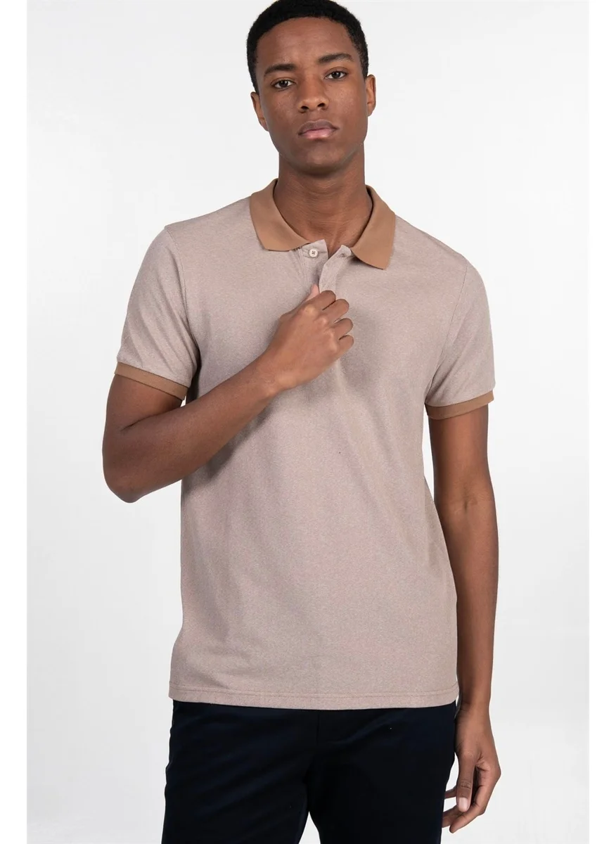 Tudors Slim Fit Melange Plain Polo Neck T-Shirt