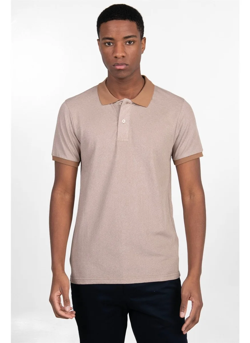 Tudors Slim Fit Melange Plain Polo Neck T-Shirt