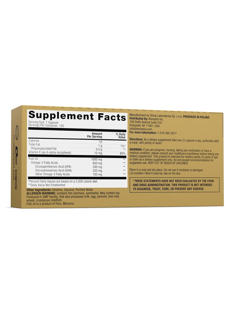 أولمب Gold Omega 3 Sport Edition - Pack of 120 Capsules, Quality Omega 3, Immunity Booster Cold-Water Fish Oil Ensuring 65% Content for Optimal Performance Ideal for Athletes - Image 2