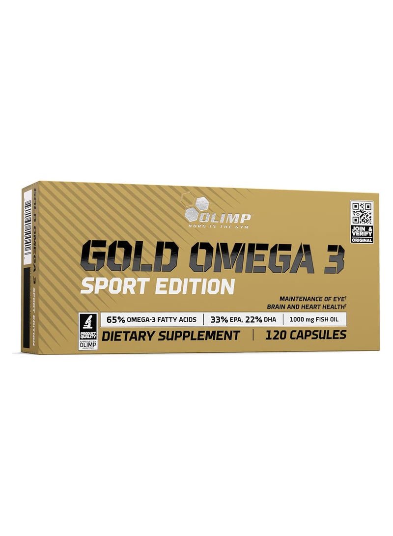 أولمب Gold Omega 3 Sport Edition - Pack of 120 Capsules, Quality Omega 3, Immunity Booster Cold-Water Fish Oil Ensuring 65% Content for Optimal Performance Ideal for Athletes - Image 1