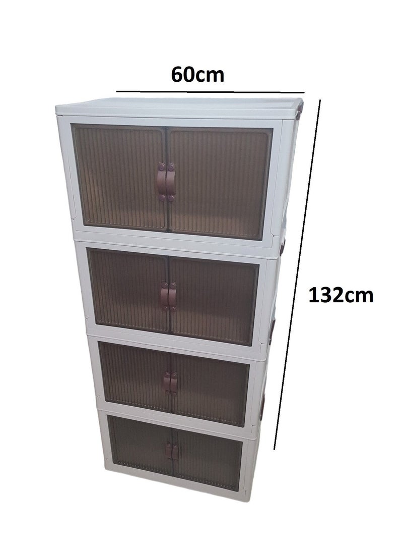 Foldable Storage Closet Large Size with Wheels and Magnetic Lock Doors 4 Layer - Image 4