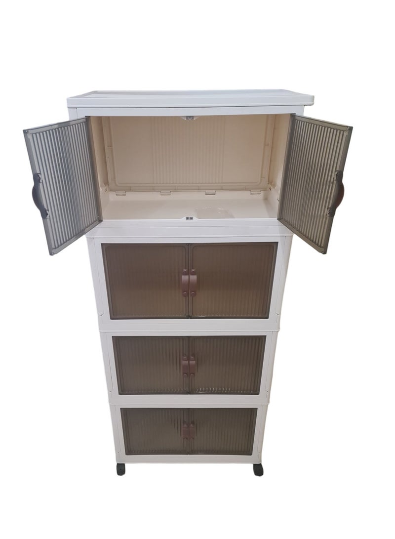 Foldable Storage Closet Large Size with Wheels and Magnetic Lock Doors 4 Layer - Image 3